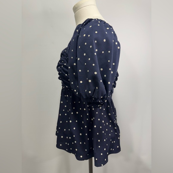 By Together Women's Polka-Dot Peplum Blouse Blue Size Medium - Picture 5 of 12